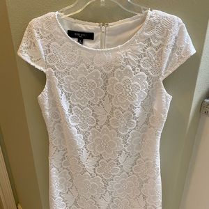 White Lace Cap Sleeve Dress